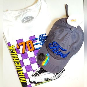 Ford Mavrick Retro Graphic T-Shirt with Genuine Ford Parts Embroidered Hat